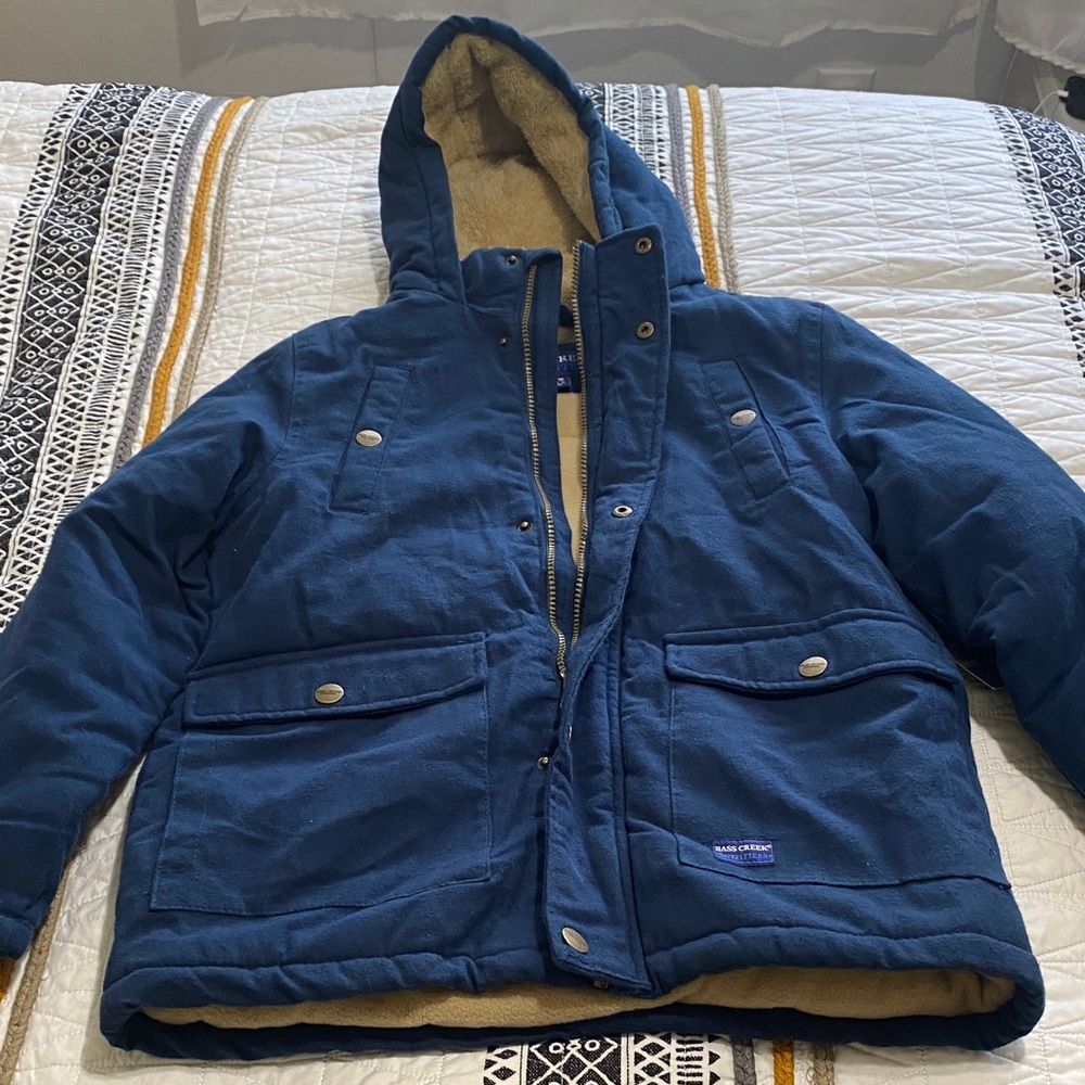 Kids Blue Hooded Puffer Jacket